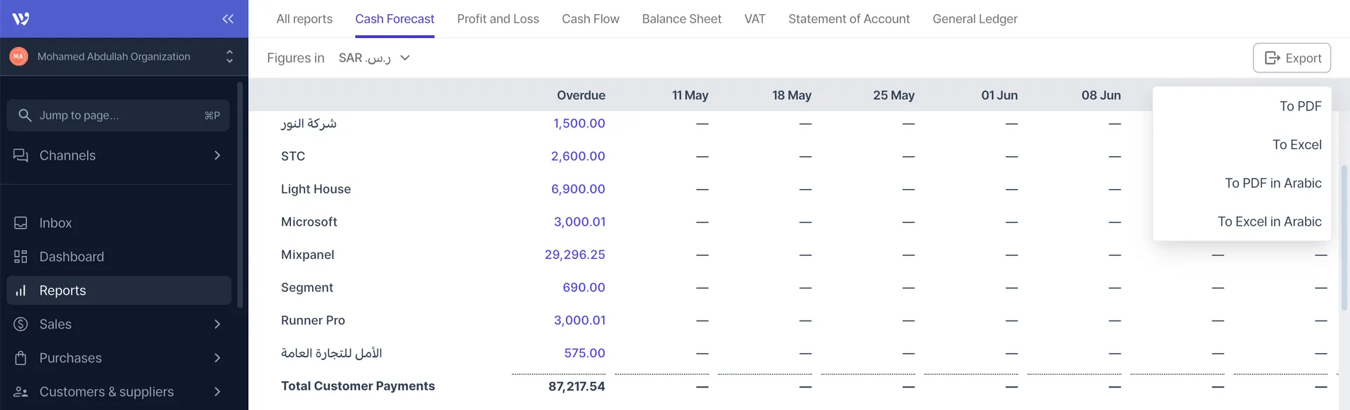 How to Extract a Financial Forecast Report from Wafeq